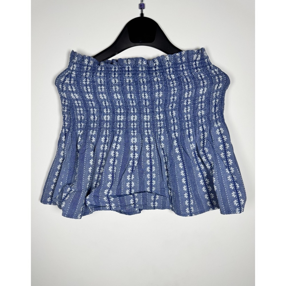 Treasure‎ & Bond Mini Skirt Womens Small Blue White Floral Print Smocked Waist